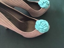 2-teiliges Set, Schuhdeko, rosa t&uuml;rkis f&uuml;r Lederschuhe.
