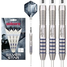 23g 25g Unicorn Gary Anderson Silver Star 80% Tungsten Darts, Gripper Stems