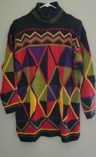 Vtg Della Mckain Sweater Made In USA Sz Large Bright Colors 80s
