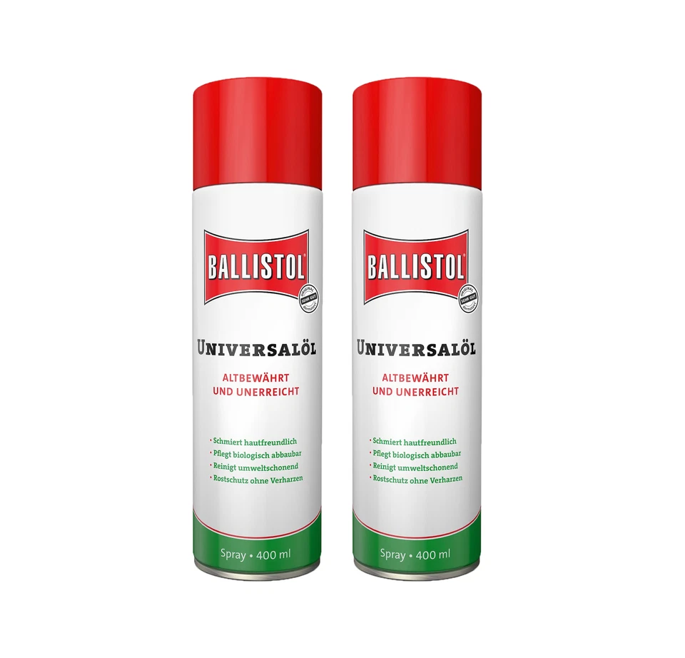 BALLISTOL Aceite Universal 2 X 400 ml Spray Aceite de arrastre Disolvente de óxido Cuidado Coche Herramienta