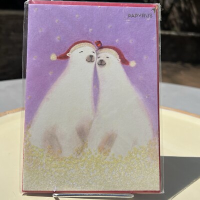 Papyrus Christmas Greeting Card - Polar Bear Couple You Warm My Heart
