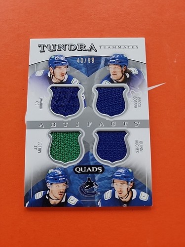 2022-23 ARTIFACTS TUNDRA QUADS J.T. Miller Quinn Hughes Horvat Boeser 40/99 - Picture 2 of 3