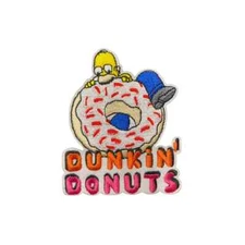 Simpsons Homer Simpson Dunkin Donuts Donut Cartoon Patch, Iron On/Sew On