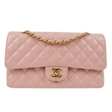 Chanel Pink Calfskin Medium Classic Double Flap Shoulder Bag 163456