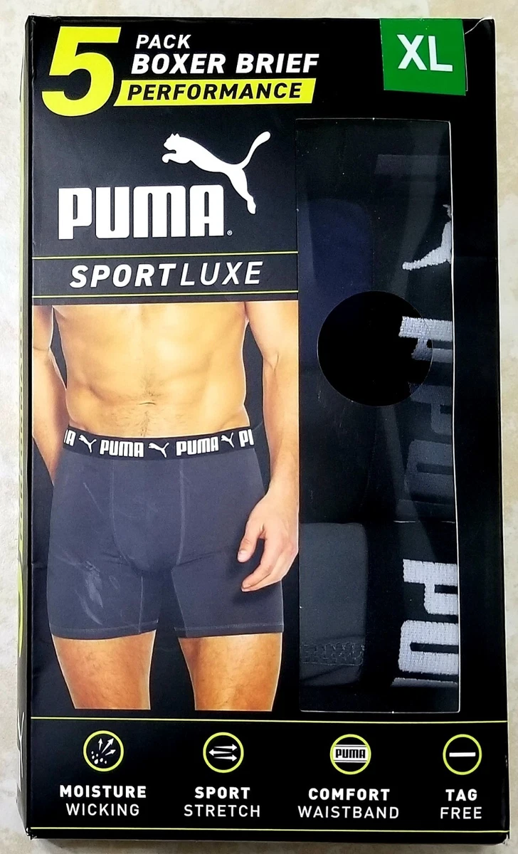 Puma Men's Performance SportLuxe Boxer Brief 5-Pack -XL