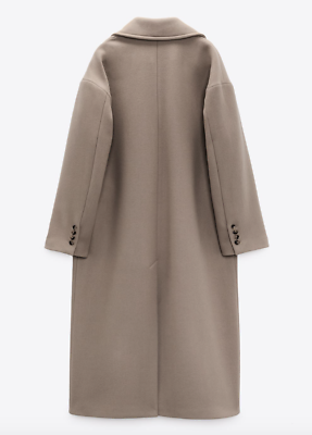 ZARA WOMEN NEW OVERSIZED DOUBLE BREASTED WOOL BLEND COAT ZARA WOMEN NEW OVERSIZED DOUBLE BREASTED WOOL BLEND COAT