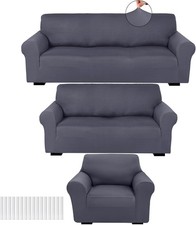 3 Pcs Slipcover Set Couch Furniture Covers Sofa Loveseat Couch Arm Chair Form