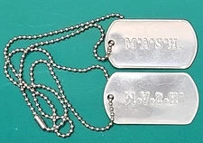 MASH TV Show Stainless Steel Military Style Dog Tags Prop M*A*S*H