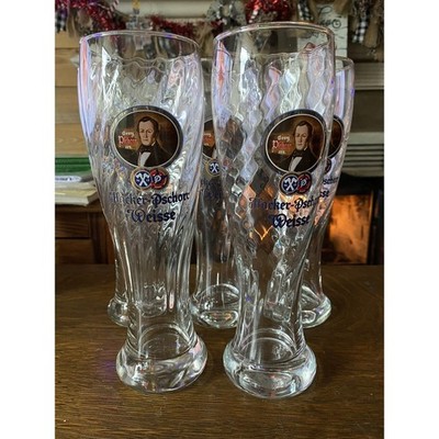 Set of 5 Hacker-Pschorr Weisse 9.5'' Beer Glass Germany Pilsner Swirled .5 Liter