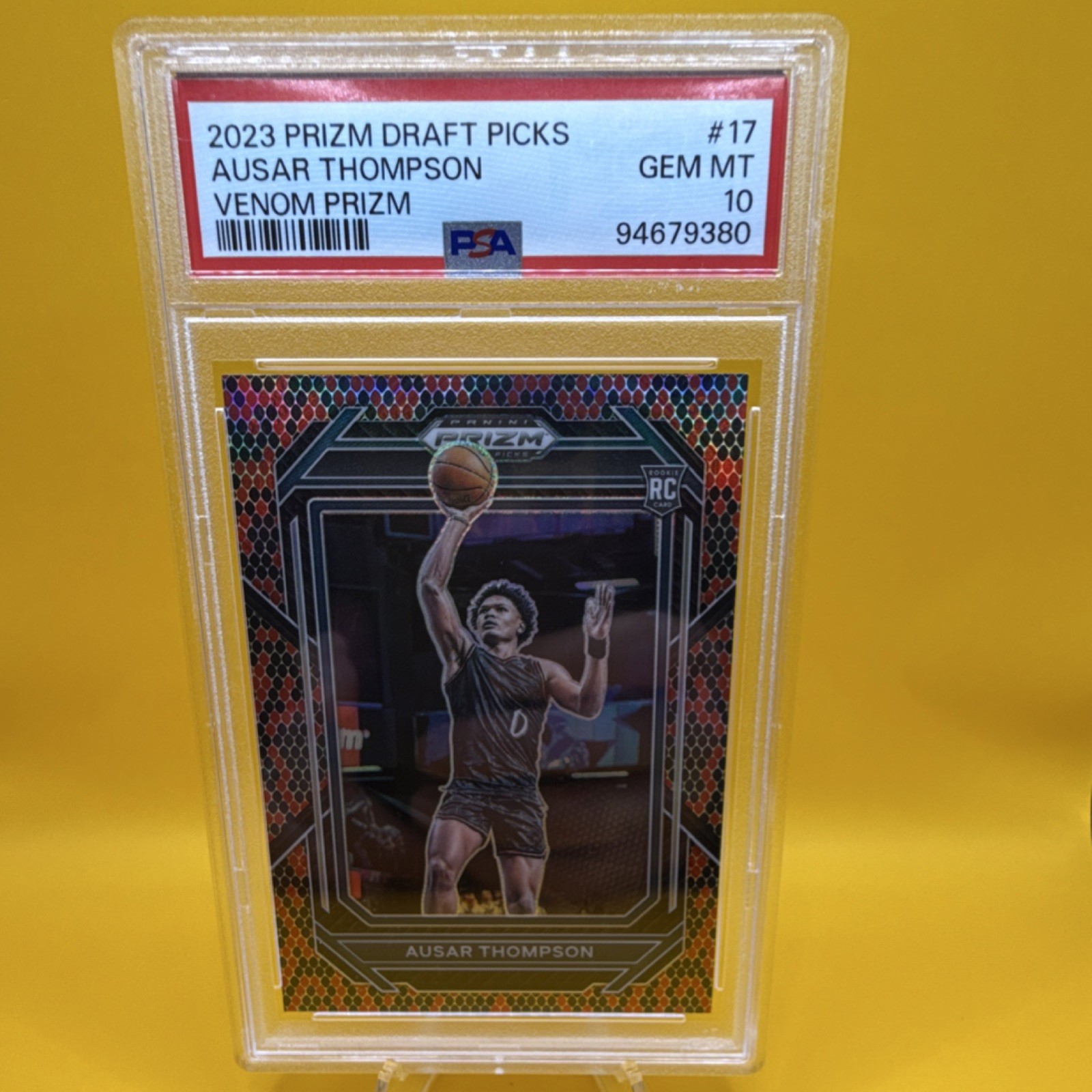 Panini 2023-24 Prizm Draft Picks Ausar Thompson #17 Venom Prizm RC PSA 10
