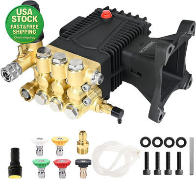 #ad Horizontal Triplex Pressure Washer Pump 1 Inch Shaft 4000 PSI 4.6 GPM Compatible $375.05