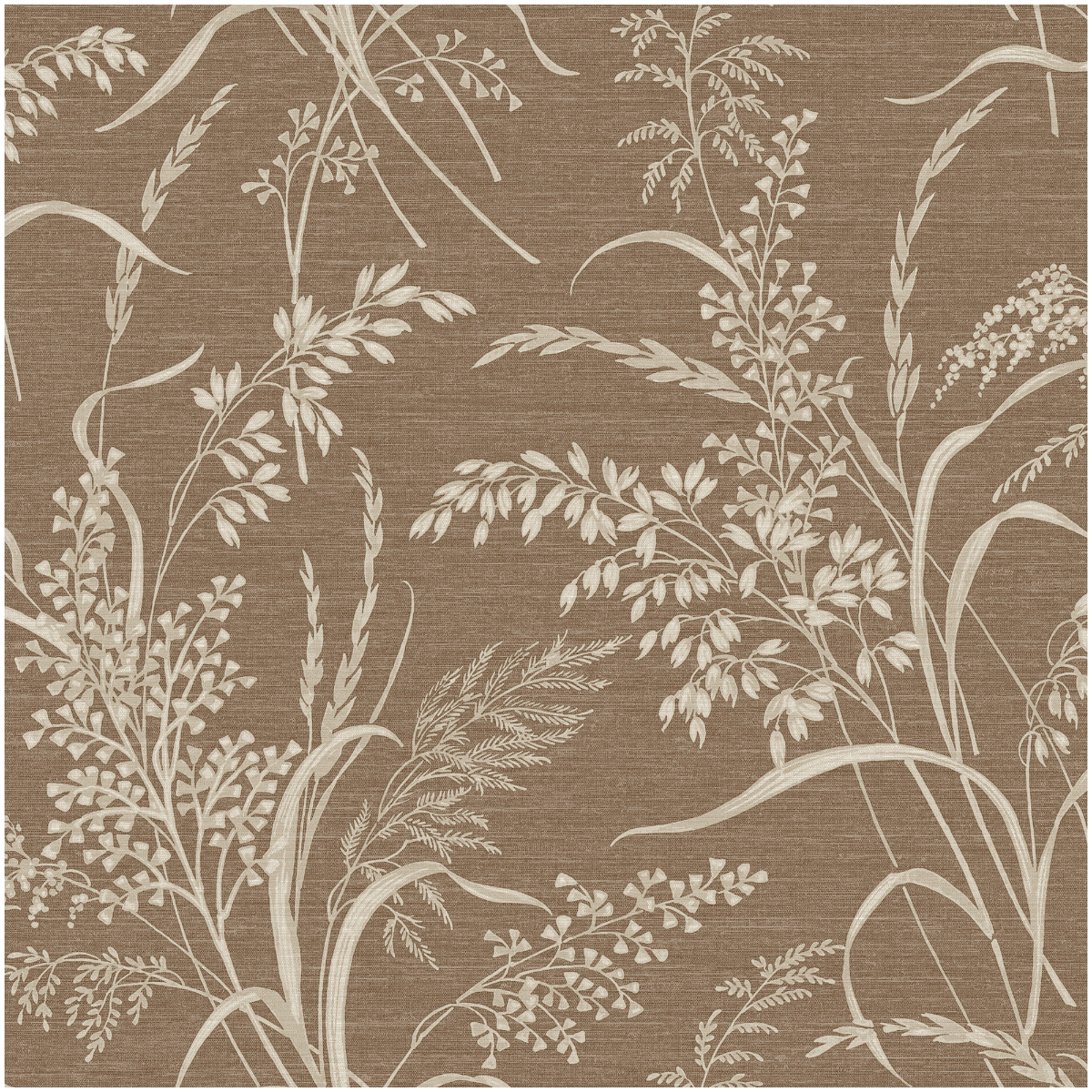 Botanical Neutral Textured Vinyl Wallpaper Taupe Brown Cream Linen Effect