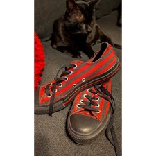 Converse All Star red/black striped sneakers ...