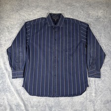 Tommy Hilfiger Size XL Blue Striped Long Sleeve Button Down Shirt Cotton