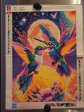 Diamond art Completed 40x30cm 2 Colorful Hummingbirds