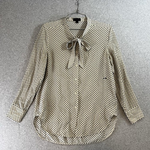 Coach 100% Silk Ivory & Black Polka Dot Button Down Blouse Horse & Carriage 4