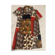 Zara Multicolor Paisley Collared Shirt Dress Button Accents Size M