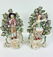 Pair of Fine Antique Chelsea Derby Porcelain Figures Bocage Musicians c1765 23cm