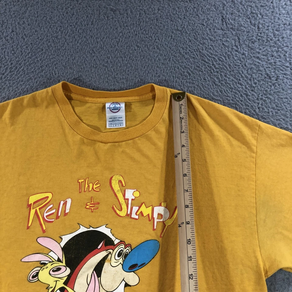 Camiseta De Colección Ren & Stimpy Para Hombres Grande Amarilla Nickelodeon Dibujos Animados Gráfico Camiseta Foto 4 de 4