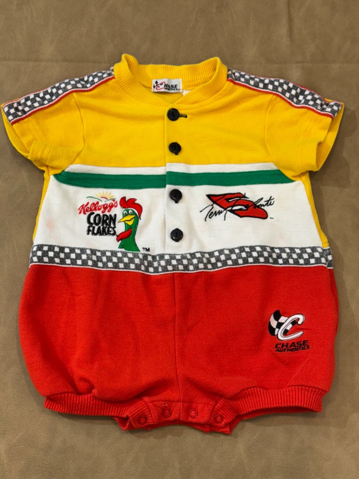 Vintage Chase Authentics NASCAR Tony Labonte #5 Kelloggs Romper 24 Month Colors