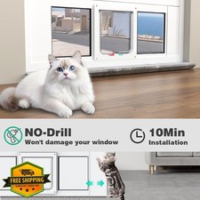 Aluminum Cat Door for Window, 32"-36" Width, Quick-Fit