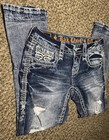 ROCK REVIVAL JENA Crop Stone Wash Stretch Distressed Denim Blue Jeans 26 27x24 — photo 3