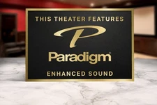 Paradigm home movie theater sign