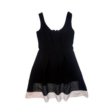 Nine West Black Fit & Flare Dress Tweed Hem Sleeveless Cocktail Career Size 2