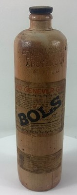 Vtg Empty BOLS V.O. Genever Gin Ceramic Stoneware 3/4 Liter Bottle