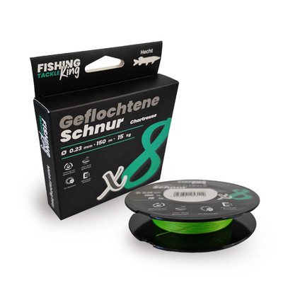 (0,07 /1m) Fishing-King Tackle 8-fach Geflochtene Schnur 0,23mm Chartreuse 150m 