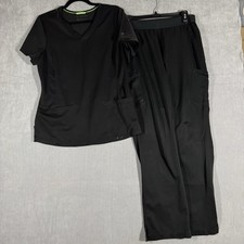 HH Works by Healing Hands Scrub Set Monica Top  Rachel Pants Black Size Medium