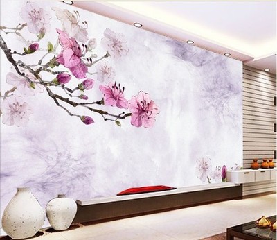 3D Pink Flower Branch K1522 Wallpaper Mural Self-adhesive Removable Sticker Kay