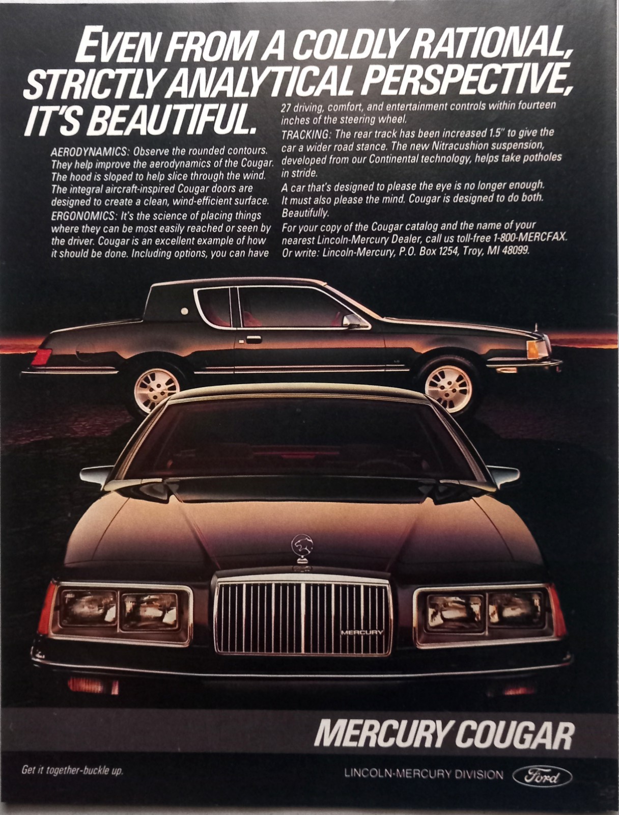 1983 Mercury Cougar Magazine Print Ad Sunset Magazine US English