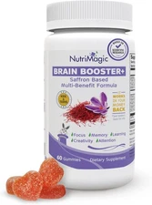 Natural Brain Booster + Pure Saffron Multivitamin Gummies, Brain Health, Focus