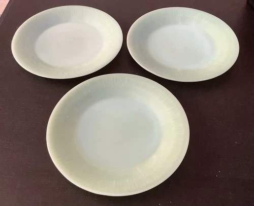 Green Jadeite Jane Ray Ribbed 7 3/4” Salad Plates Fire King Oven Ware Lot 3