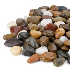 Natural Polished Pebbles, 1 Inch Decorative Mixed Color Stones Aquarium Grave...