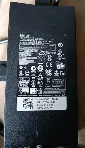 GENUINE DELL 19.5V 6.7A 130W LAPTOP CHARGER & UK PLUG LA130PM121 0VJCH5 VJCH5 - Picture 3 of 3