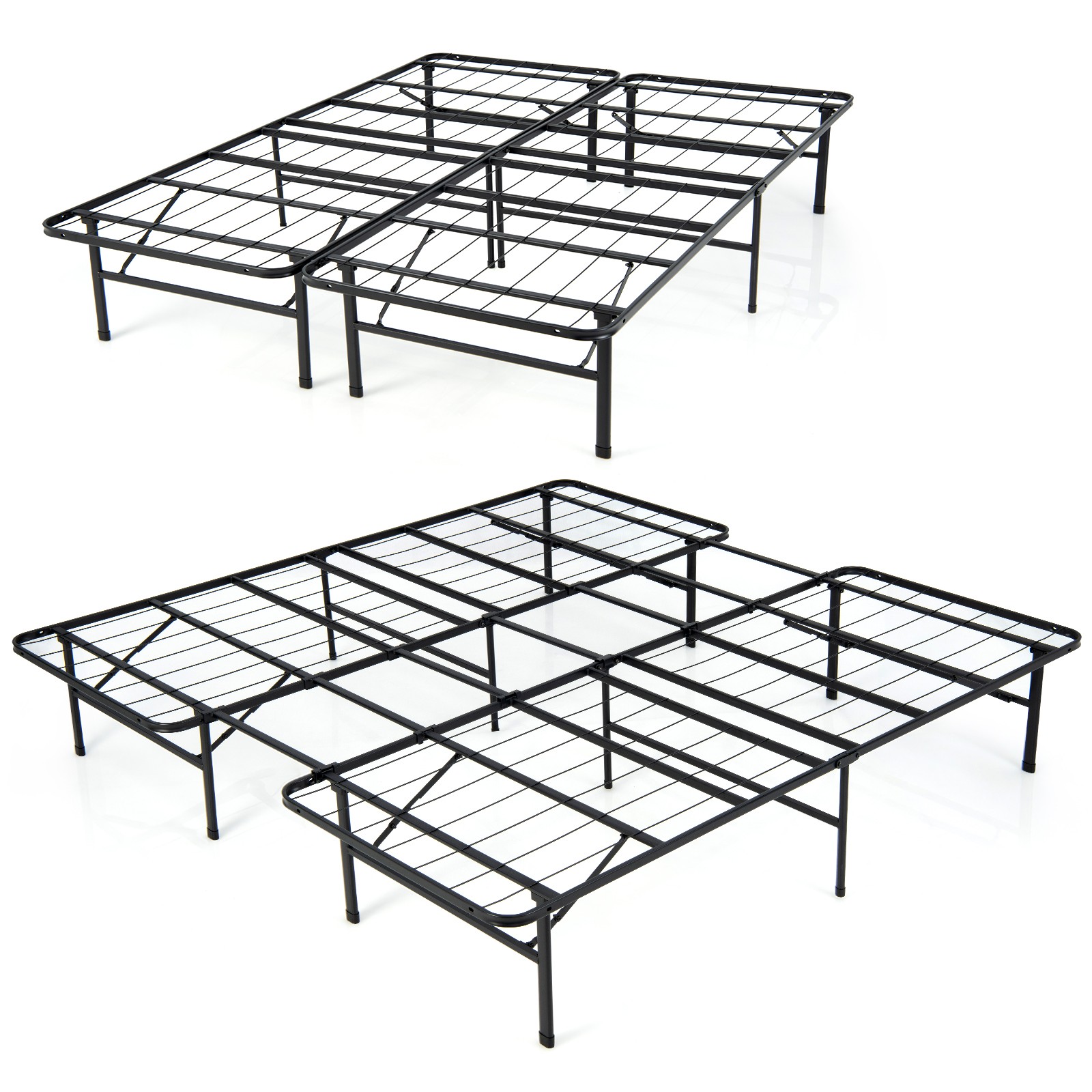 Queen/ King Folding Metal Platform Bed Frame 13 Inch Mattress Foundation 660 LBS