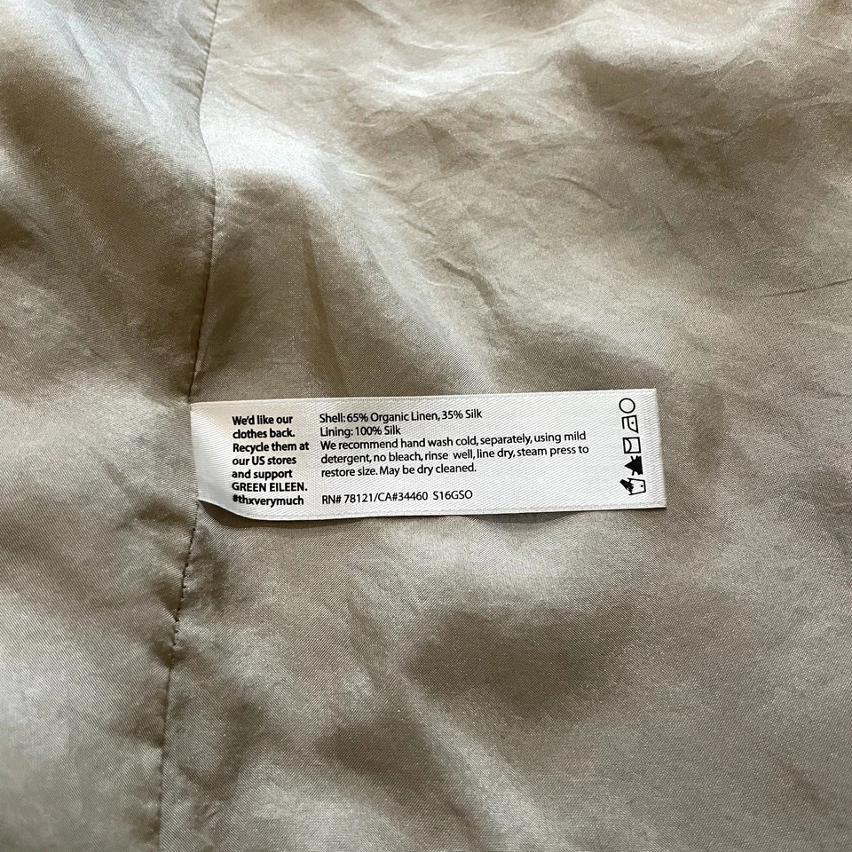 Chaqueta cárdigan Eileen Fisher lino seda frente abierto champán para mujer talla XS Foto 4 de 4
