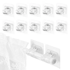 10pcs No Drill Curtain Rod Brackets, Self-Adhesive Curtain Rod Hooks, Nail Fr...