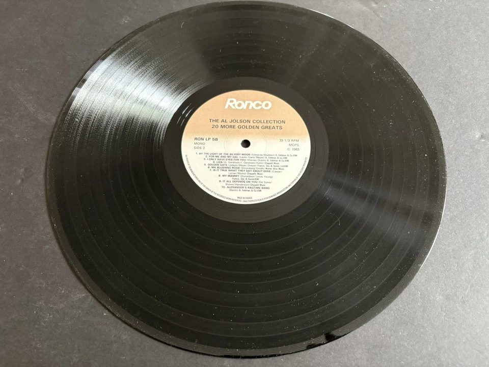 AL JOLSON- The Al Jolson Collection 2 Disc Vinyl 12" Excellent Condition - Image 4 of 4