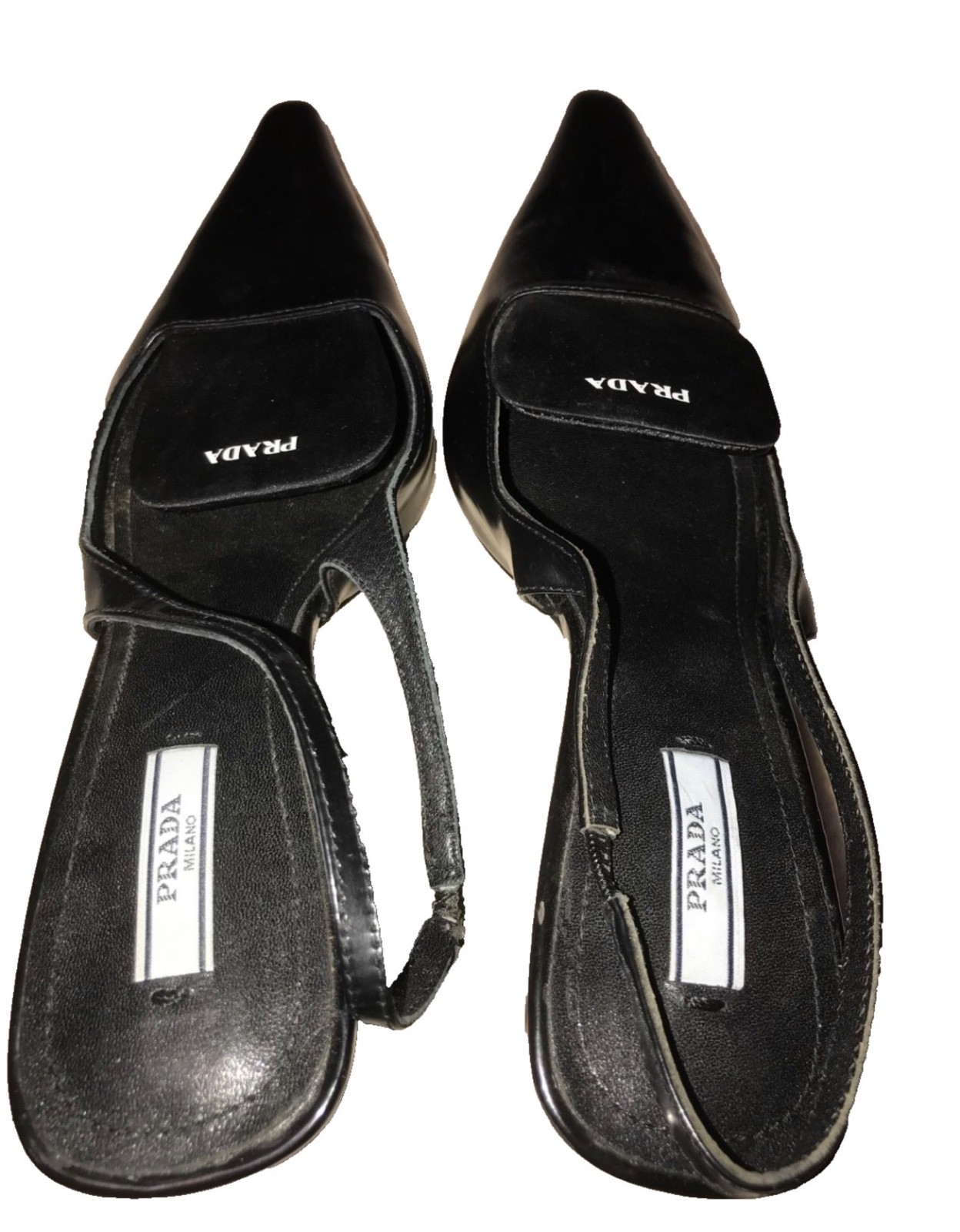 Prada Back Leather Pointed Toe Slingback Sneaker Pumps Size 41 thumbnail 2