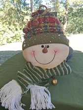 Hanging Snowman Head with Hat Scarf Christmas Decoration