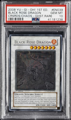 2008 YU-GI-OH! CSOC 1ST EDITION GHOST RARE #EN039 BLACK ROSE DRAGON PSA 10