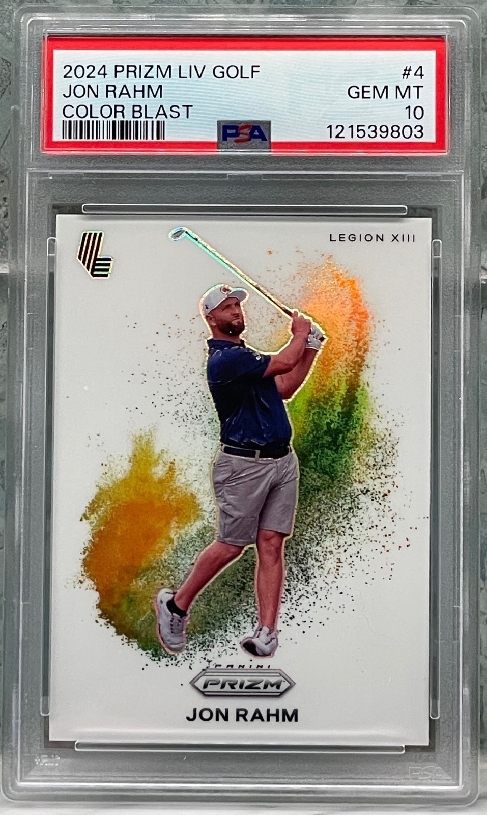 2024 Panini Prizm LIV Golf Color Blast Jon Rahm #4 PSA 10 Gem Mint Rookie RC