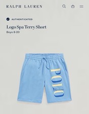 Boys Polo Ralph Lauren Size XL 18-20 Blue Logo Spa Terry Shorts