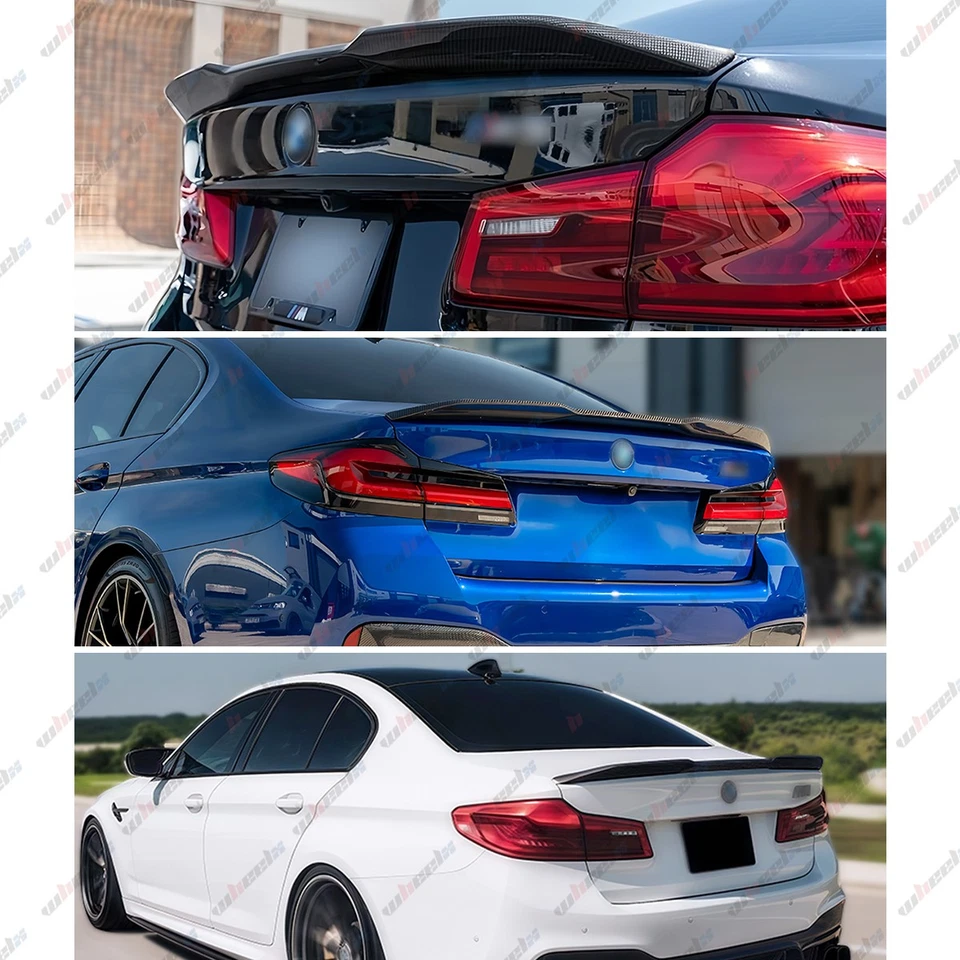 FOR 17-23 BMW 5-SERIES G30 530I 540I M550I PRO V STYLE CARBON LOOK TRUNK SPOILER - Image 2 of 4