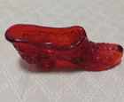 Beautiful Vintage Fenton Red/Amberina? Daisy & Button Glass Slipper UV Glows — photo 1