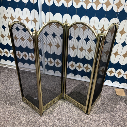 Antique-style brass 4-panel fire screen30cmL X 25cmH - Picture 1 of 6