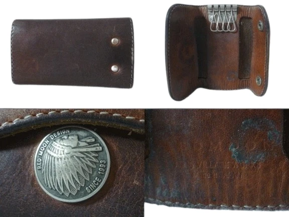 Étui à clés en cuir REDMOON marron 4 plis en cuir véritable Japon - Photo 2/3